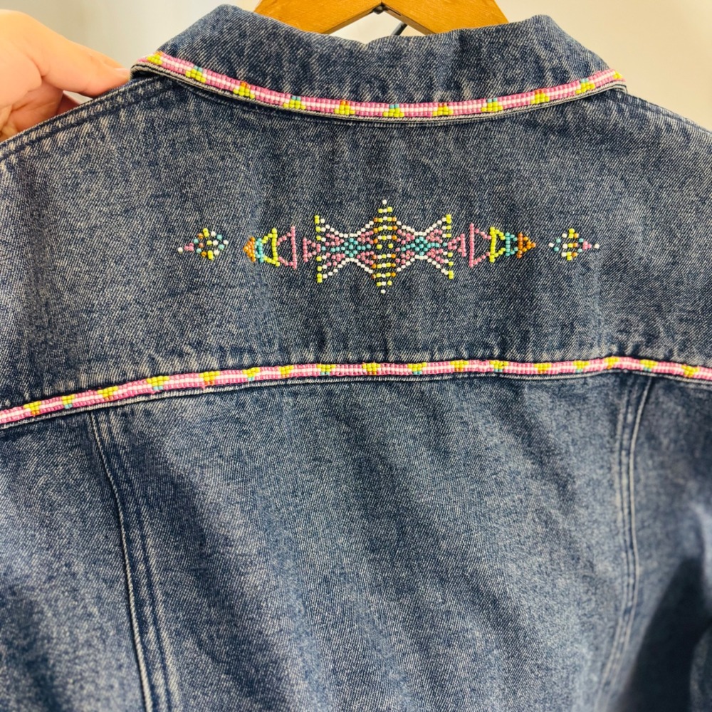 Pendleton Womens Beaded Western Long Sleeve Casual Denim Jacket Size Large - Picture 4 of 7
